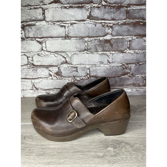 Dansko Tamara Chocolate Leather Strap Clogs Shoes Women Sz 40EU/9M US 4800457800 - Picture 3 of 16